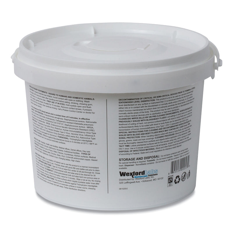 Wexford Labs CleanCide Disinfecting Wipes, Fresh Scent, 8 x 5.5, 400/Tub, 4 Tubs/Carton
