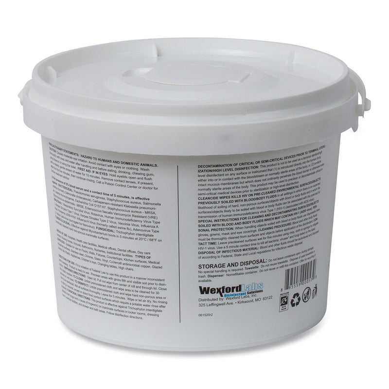 Wexford Labs CleanCide Disinfecting Wipes, Fresh Scent, 8 x 5.5, 400/Tub