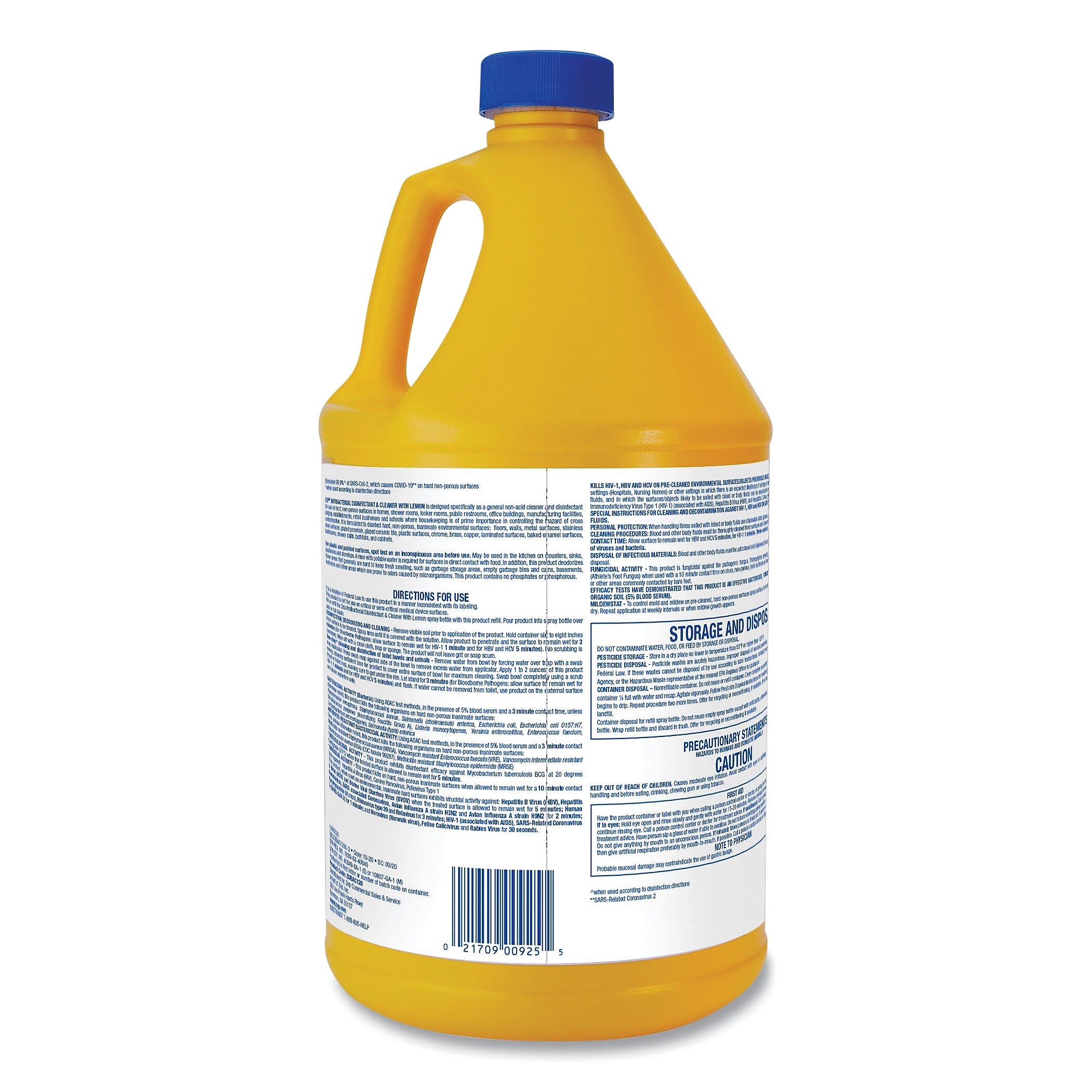 Zep Commercial Antibacterial Disinfectant, Lemon Scent, 1 gal, 4/Carton (ZPEZUBAC128CT)