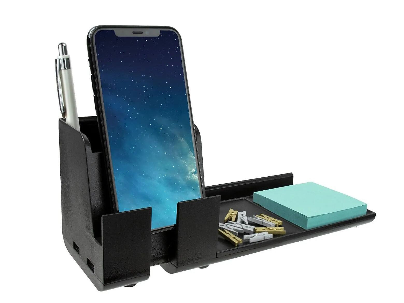 Bostitch Konnect Stackable Plastic Office Phone Stand, Black (KT2-BASEPHONE-BLK)