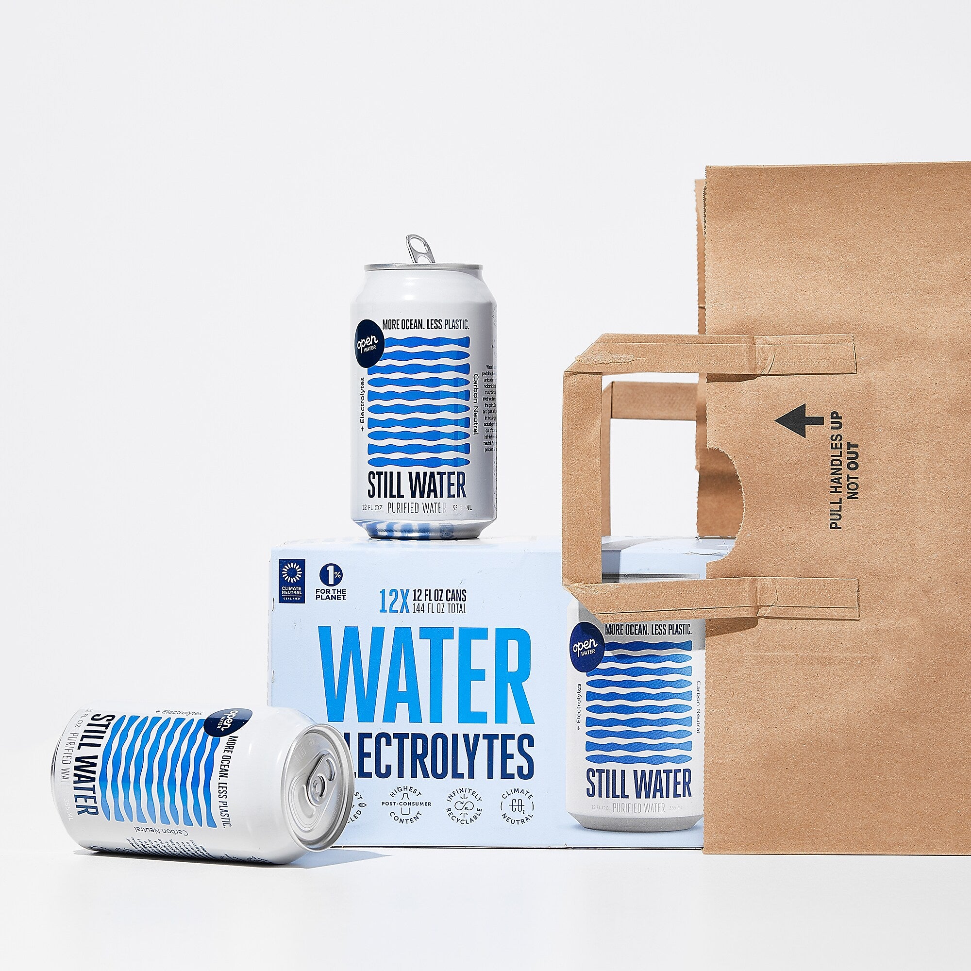 Open Water Still Canned Water with Electrolytes, 12 oz., 12/Case (343-00002)