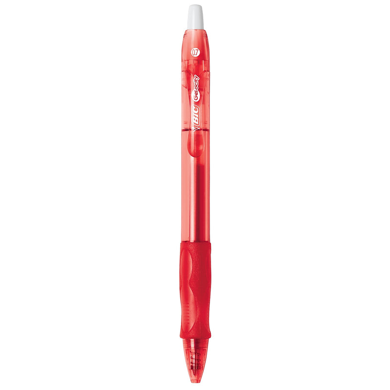 BIC Gel-ocity Original Retractable Gel Pens, Medium Point, 0.7 mm, Red Ink, 12/Pack (31565/RLC11)