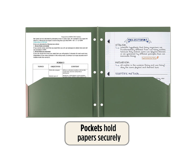 Five Star 100% Recycled 3-Hole Punched 2-Pocket Paper Folder, Assorted Colors (330027-22)