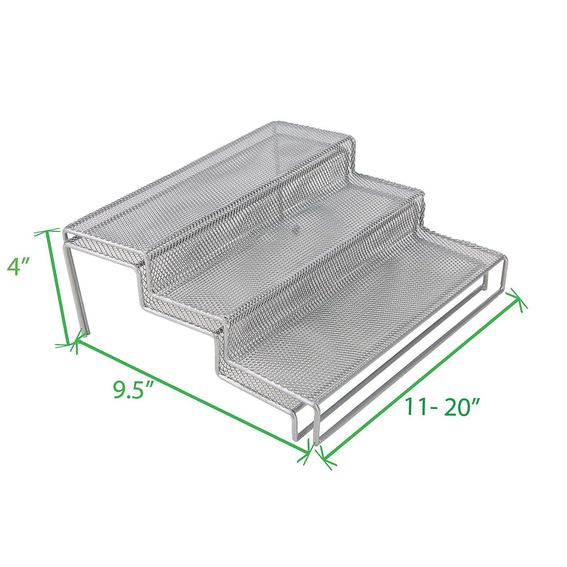Mind Reader 2  Piece  3 Tier Storage Shelf, Silver (3TSHELF2-SIL)
