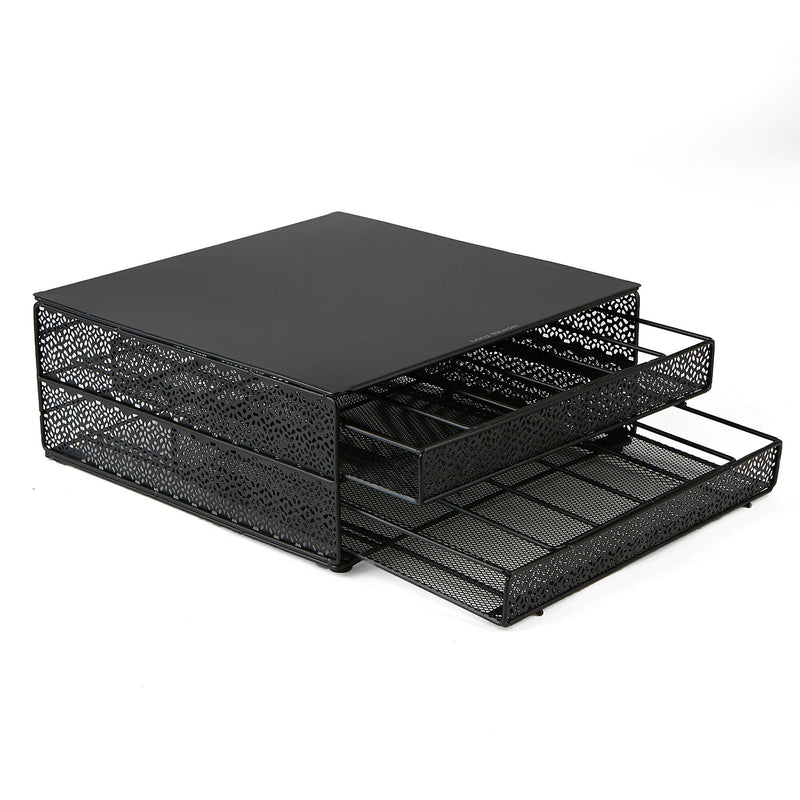 Mind Reader Plastic Coffee Pod Organizer with 2 Drawers, 72 Pod Capacity, Black (DBMTRAY-BLK)