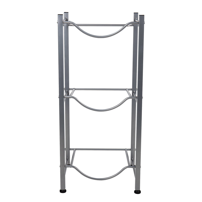 Mind Reader 3-Shelf Mobile Water Jug Stand Holder, Metal, Silver (3TJUG-SIL)