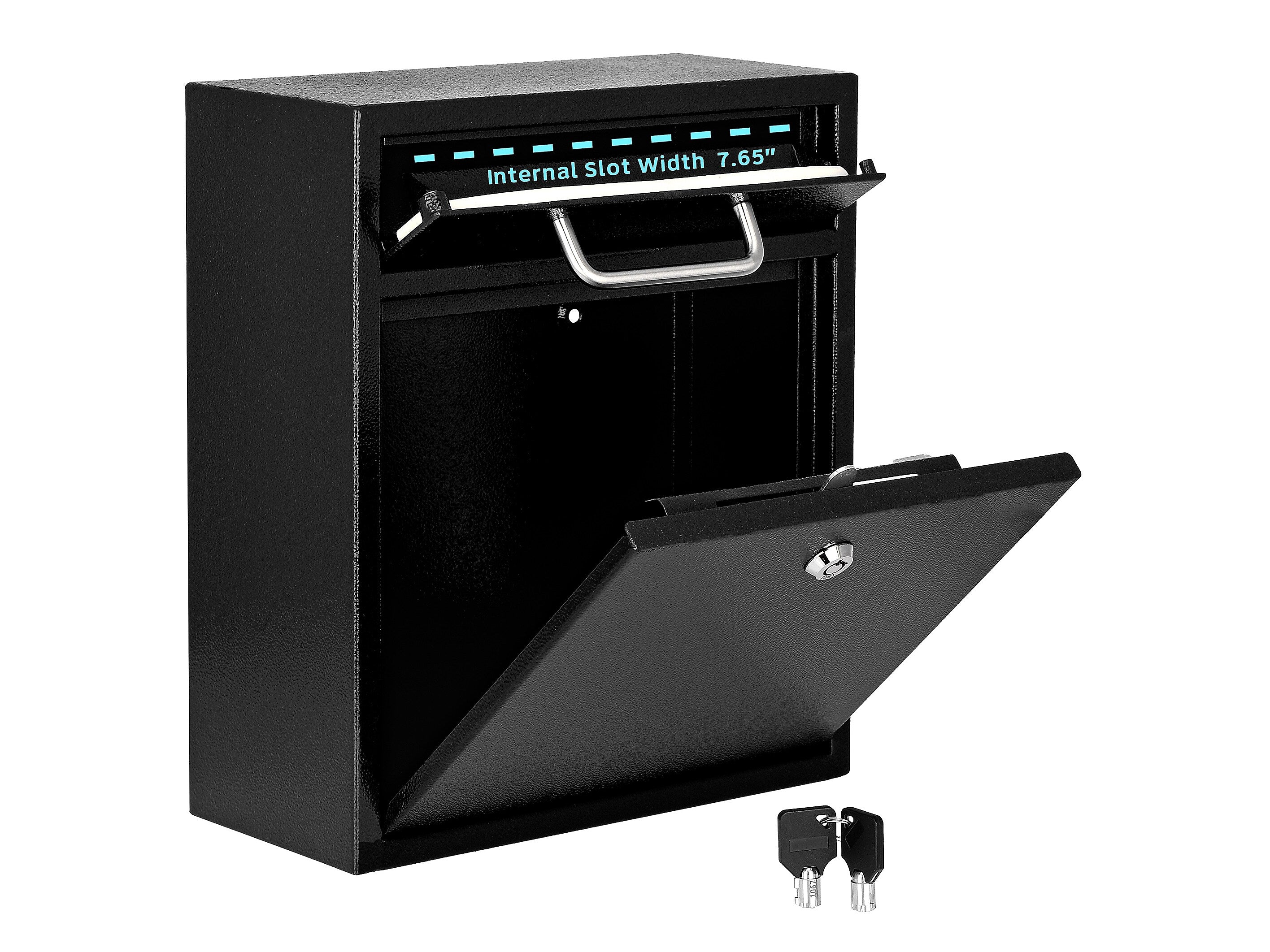 AdirOffice Steel Ultimate Locking Wall Mounted Drop Box Interoffice Mailbox, Medium, Black (631-05-BLK-PKG)