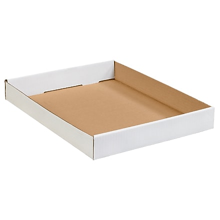 15" x 12" x 1.75" Corrugated Trays, 32 ECT, White, 50/Bundle (15122CTW)