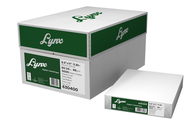 Lynx Digital 65 lb. Cover Paper, 8.5" x 11", White, 250 Sheets/Ream (634000)