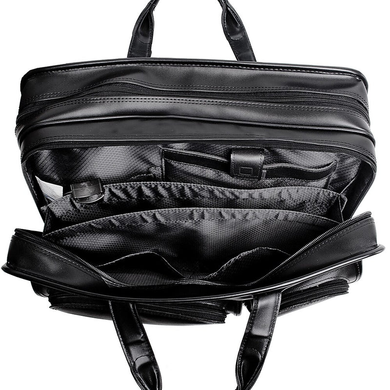 McKlein Clinton P Series Leather Briefcase, Laptop Compatible, Rolling, Black (88445)