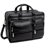 McKlein Clinton P Series Leather Briefcase, Laptop Compatible, Rolling, Black (88445)