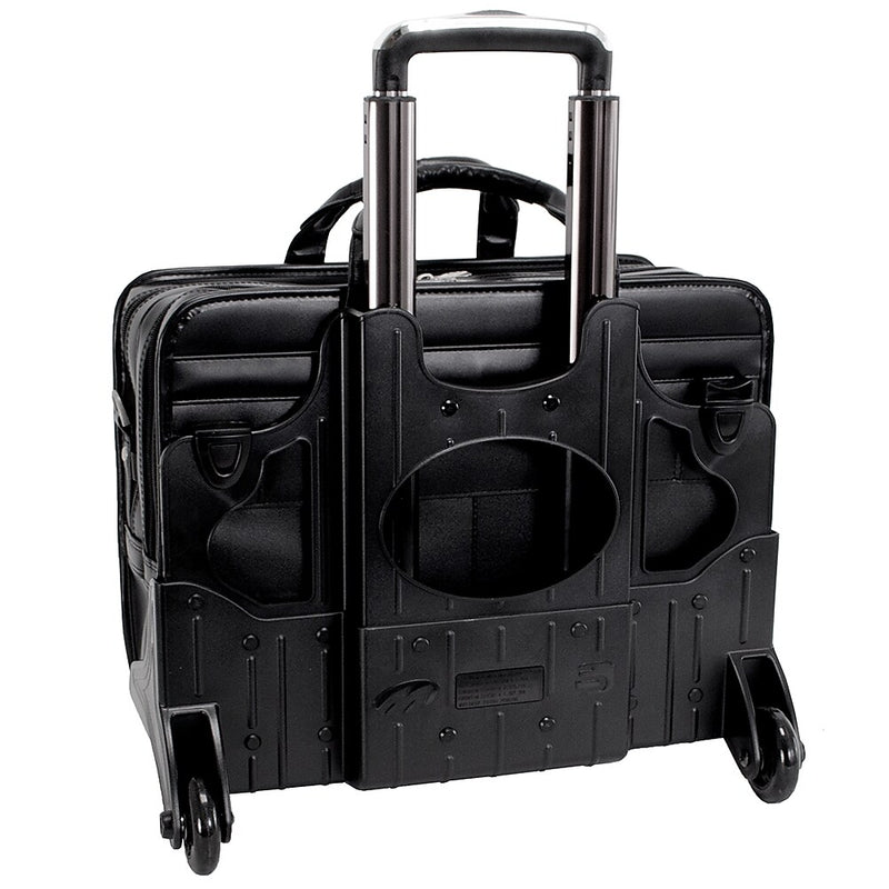 McKlein Clinton P Series Leather Briefcase, Laptop Compatible, Rolling, Black (88445)