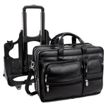 McKlein Clinton P Series Leather Briefcase, Laptop Compatible, Rolling, Black (88445)