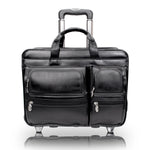 McKlein Clinton P Series Leather Briefcase, Laptop Compatible, Rolling, Black (88445)
