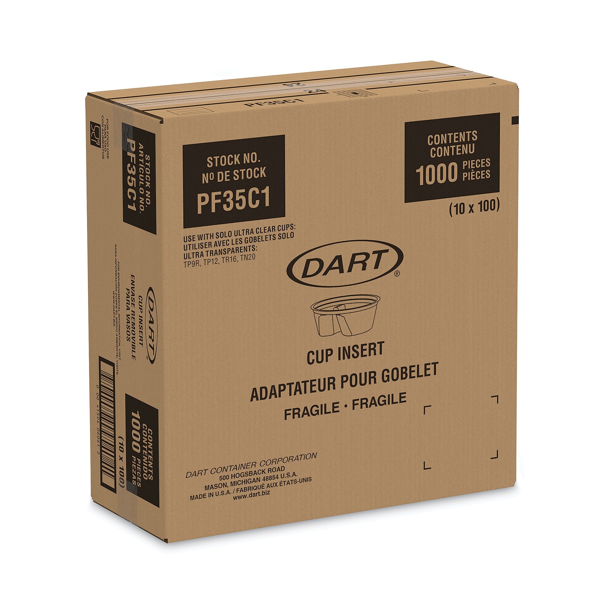 Dart Single Compartment Cup Insert, 3.5 oz., Clear, 1,000/Carton