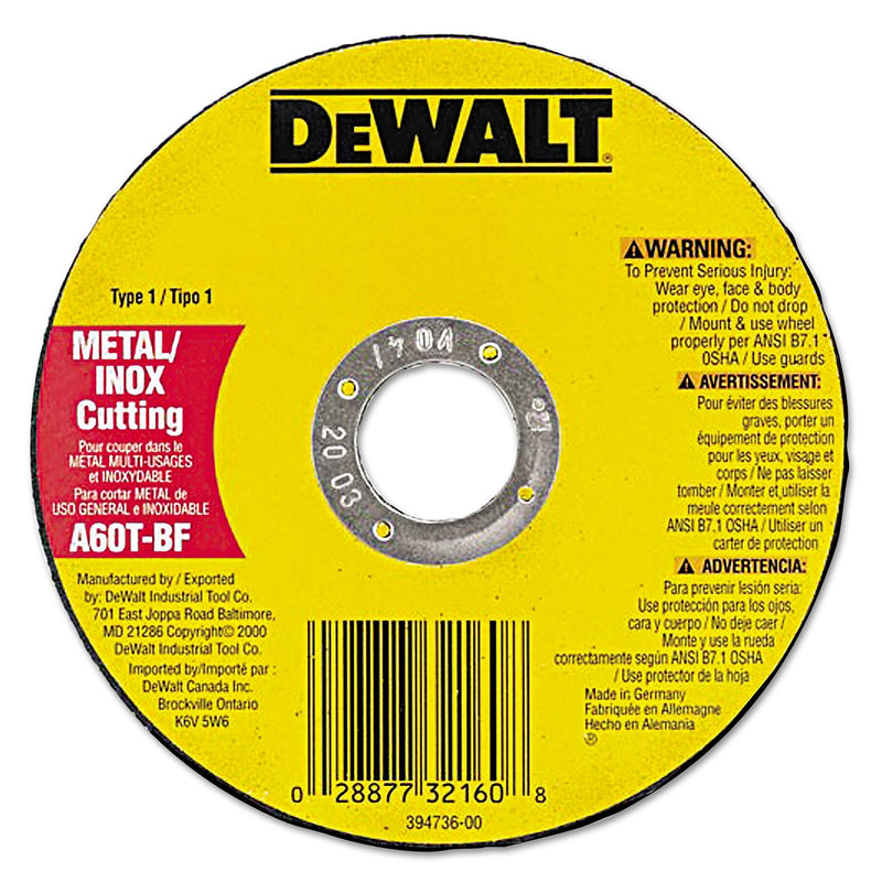 DeWalt DW8062 High-Performance Metal-Cutting Wheels, 4 1/2in x .045in, 7/8in Arbor