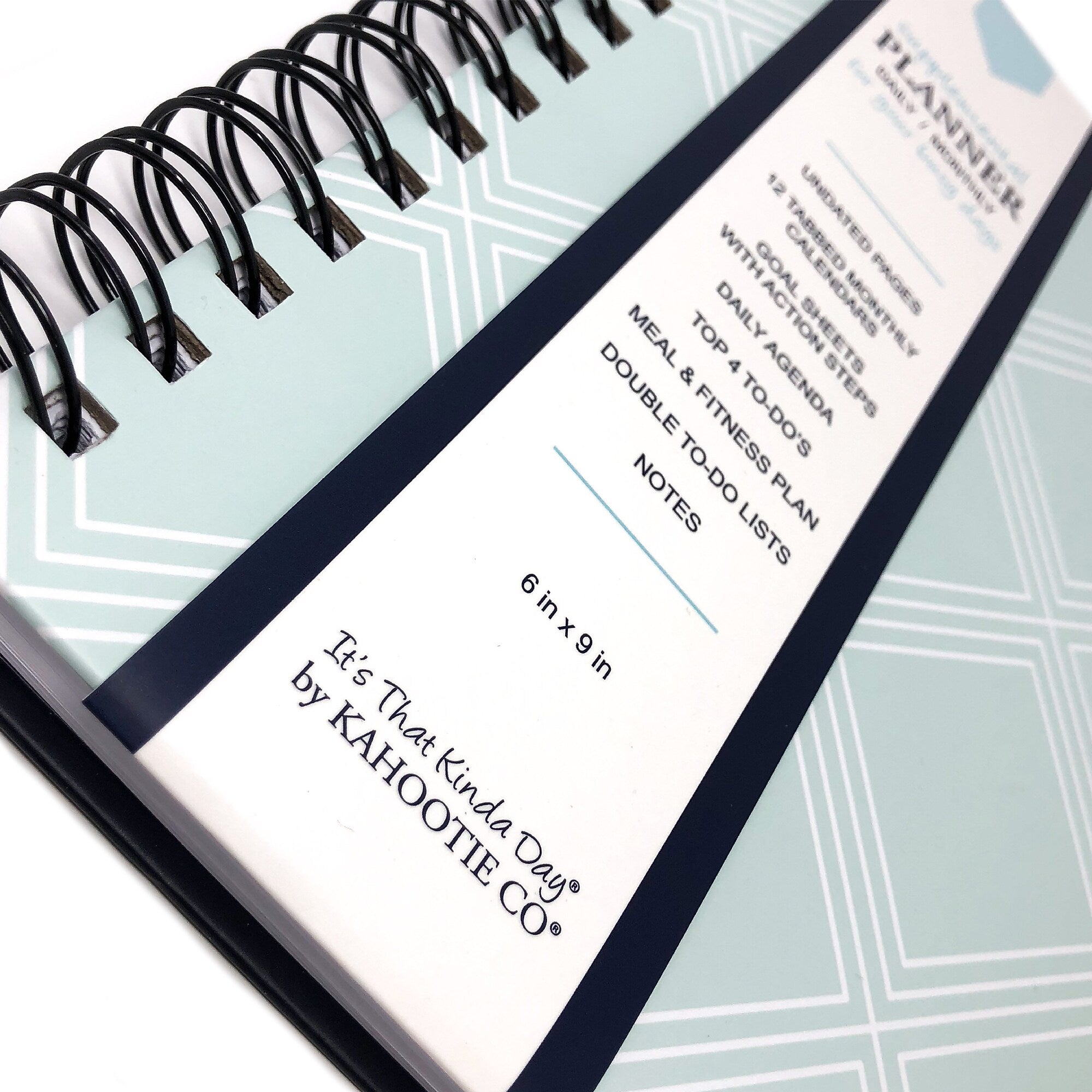 Kahootie Co. Daily Planner For Your Busy Days  5.5"x8.5", Teal Diamonds (ITKDTD)
