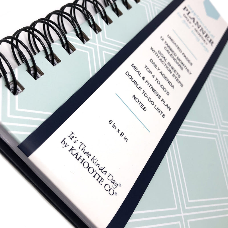 Kahootie Co. Daily Planner For Your Busy Days  5.5"x8.5", Teal Diamonds (ITKDTD)
