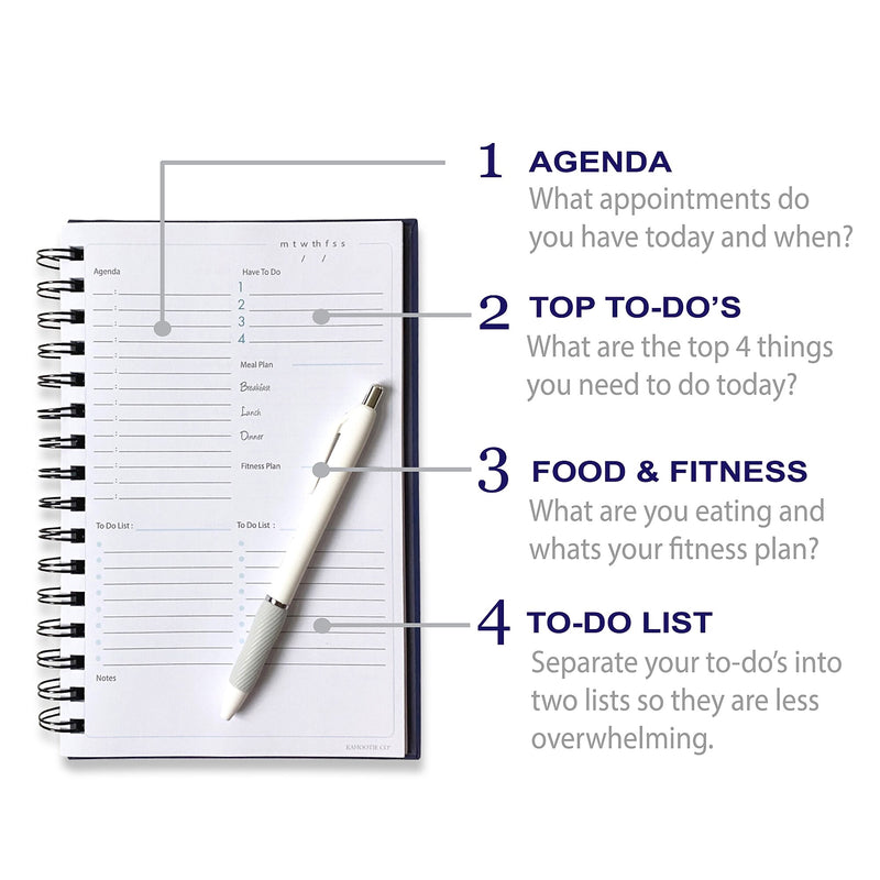 Kahootie Co. Daily Planner For Your Busy Days  5.5"x8.5", Teal Diamonds (ITKDTD)