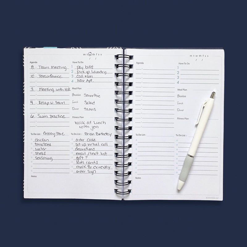 Kahootie Co. Daily Planner For Your Busy Days  5.5"x8.5", Teal Diamonds (ITKDTD)