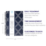 Kahootie Co Daily Planner For Your Busy Days, 6" x 9", Navy Diamonds (ITKDND)
