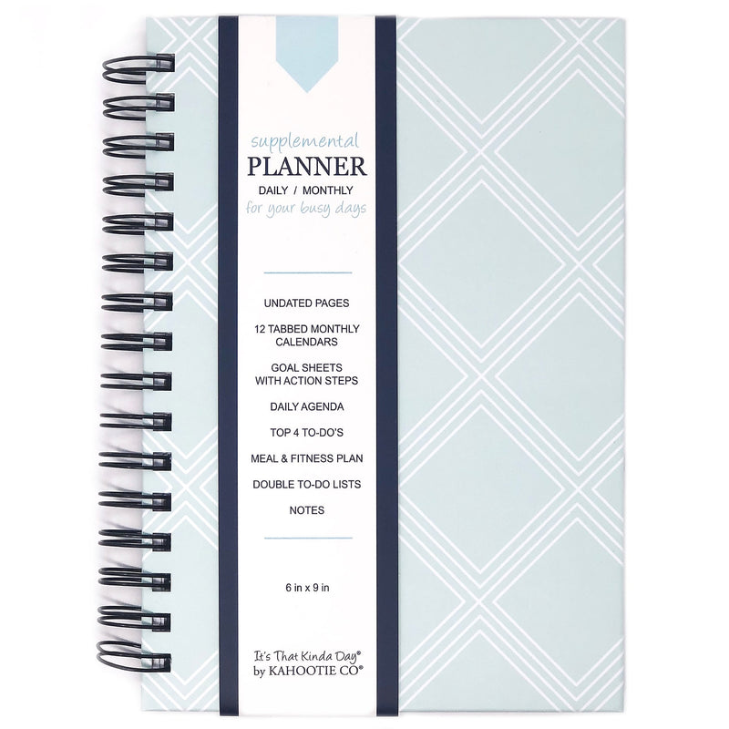 Kahootie Co. Daily Planner For Your Busy Days  5.5"x8.5", Teal Diamonds (ITKDTD)