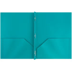 JAM Paper POP 2-Pocket Plastic Folders with Fastener, Teal Blue, 6/Pack (382ECteu)