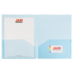 JAM Paper Light Weight Two-Pocket Plastic Presentation Folders, Blue, 6/Pack (381BLUED)