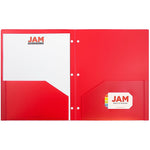 JAM Paper Heavy Duty 2-Pocket Presentation Folders, Red, 6/Pack (383HHPreb)