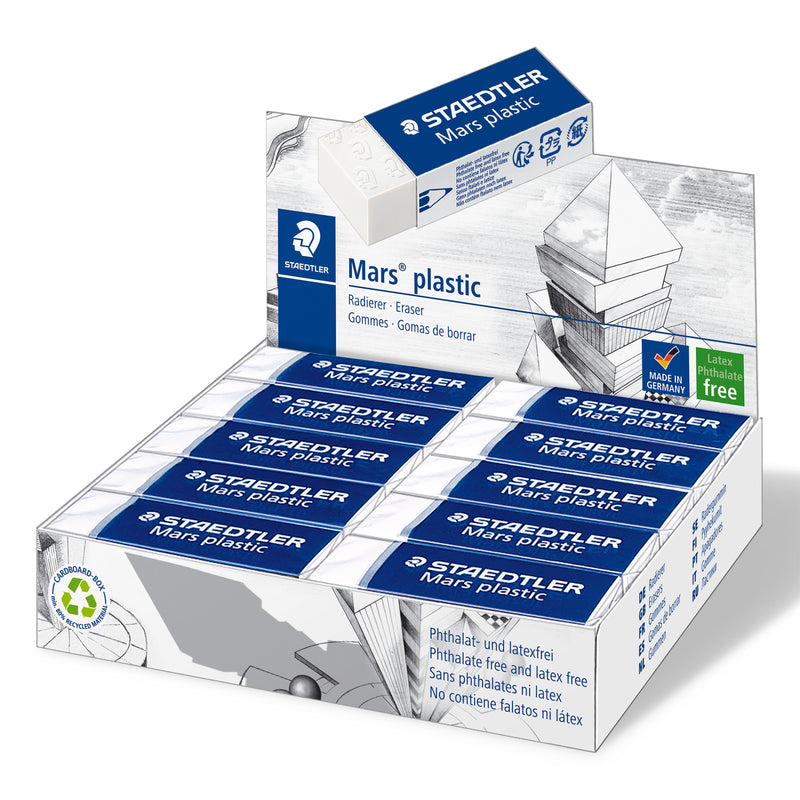 Staedtler Mars Plastic Erasers, White, 20/Box (52650)