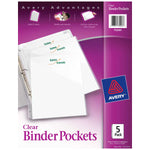 Avery Binder Pockets for 3-Ring Binders, Clear, Fits 8 1/2" x 11" Paper, 5/Pack (75243)