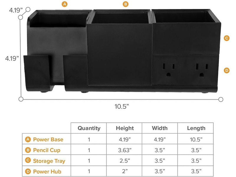 Bostitch Konnect Desk Organizer and Power Station, Black Plastic (KT2-BASEKIT1-BLK)