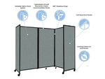 Versare The Room Divider 360 Freestanding Mobile Partition, 72"H x 234"W, Ocean Fabric (1172715)