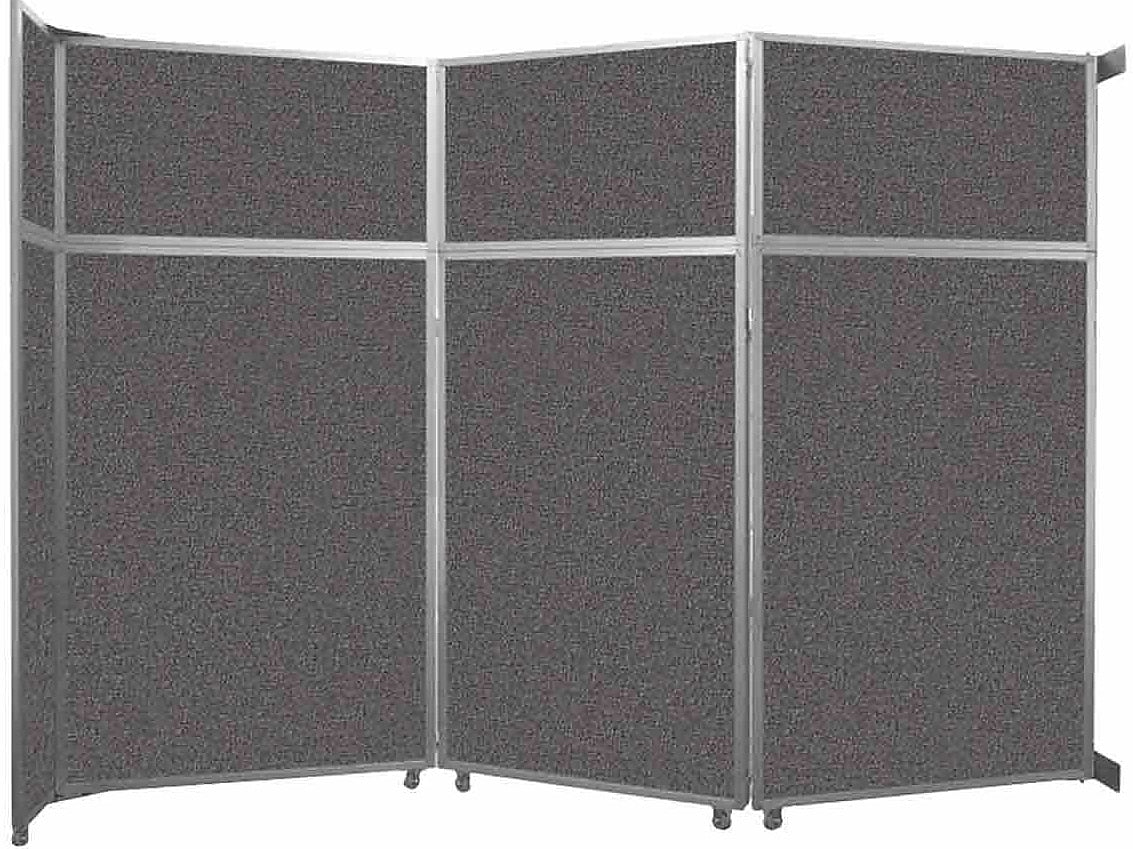 Versare Operable Wall Clamp Mount Folding Room Divider, 101.25"H x 141"W, Charcoal Gray Fabric (1070307)