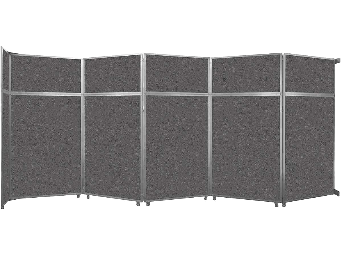 Versare Operable Wall Clamp Mount Folding Room Divider, 101.25"H x 234"W, Charcoal Gray Fabric (1070507)
