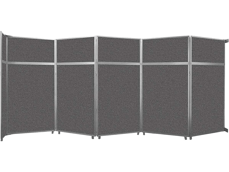 Versare Operable Wall Clamp Mount Folding Room Divider, 101.25"H x 234"W, Charcoal Gray Fabric (1070507)