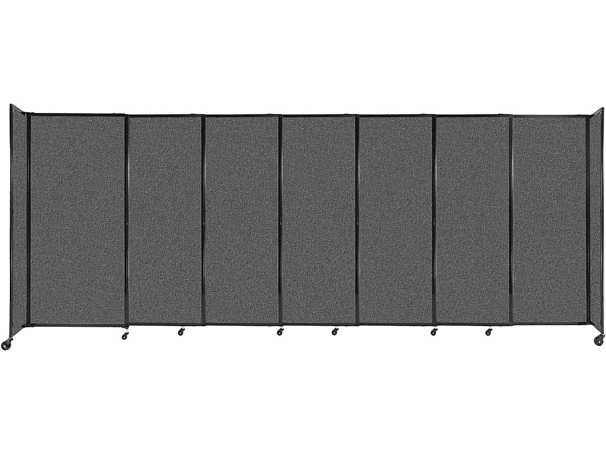 Versare StraightWall Freestanding Mobile Partition, 72"H x 186"W, Charcoal Gray Fabric (1472707)