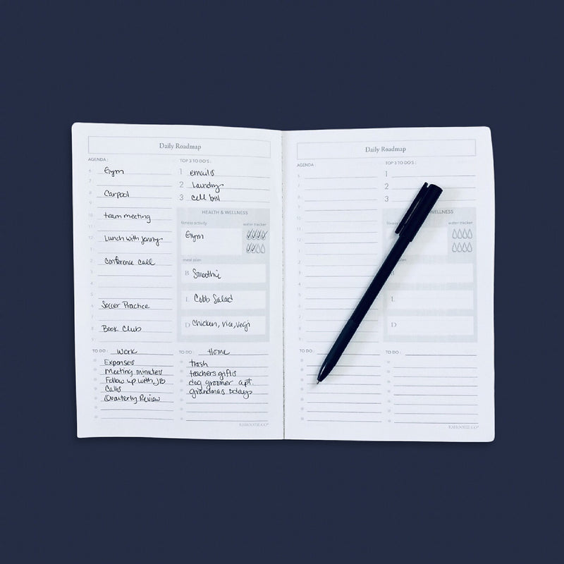 Kahootie Co Daily Planner For Your Busy Days, 6" x 9", Navy Stripe (ITKDNS)