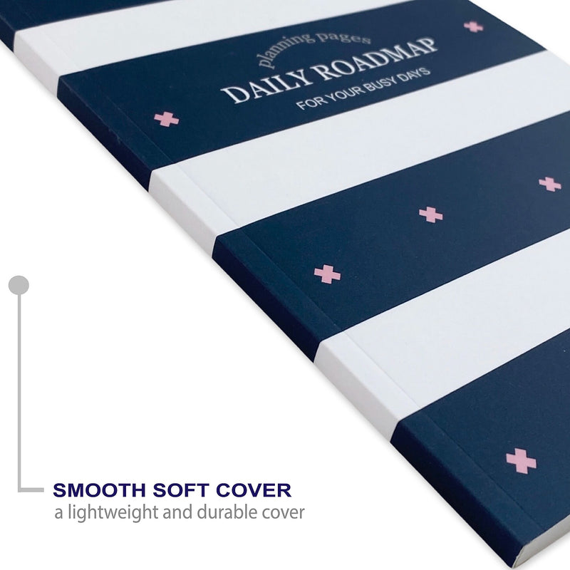 Kahootie Co Daily Planner For Your Busy Days, 6" x 9", Navy Stripe (ITKDNS)