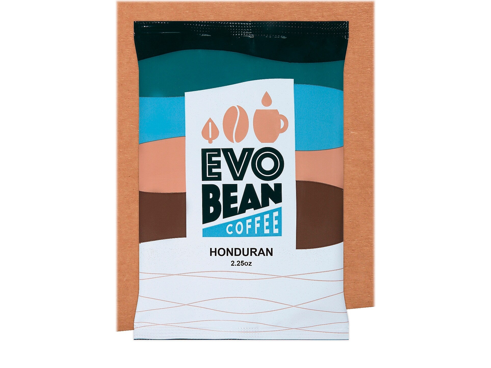 Evo Bean Honduran Ground Coffee, Frac Pack, 2.25 Oz., 24/Carton (68802)