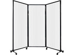 Versare QuickWall Freestanding Folding Portable Partition, 80" x 100", Opal Fluted Polycarbonate (1821224)