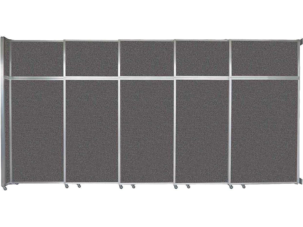 Versare Operable Wall Clamp Mount Sliding Room Divider, 101.25"H x 187"W, Charcoal Gray Fabric (1072507)