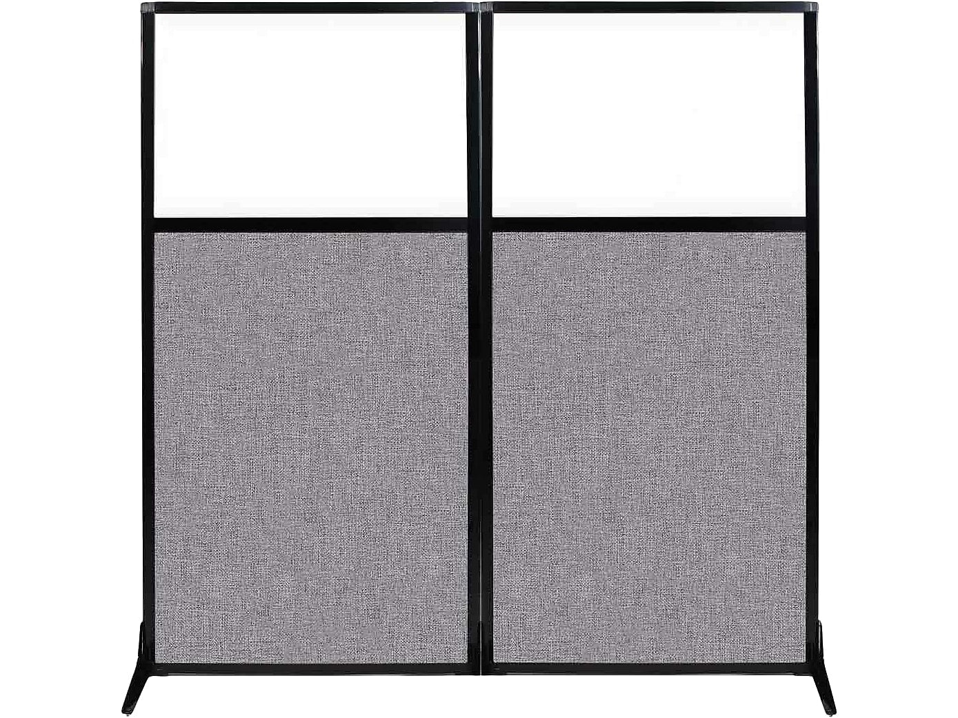 Versare 70"H x 66"W Freestanding Portable Workstation Screen with Window, Cloud Gray (1840208)