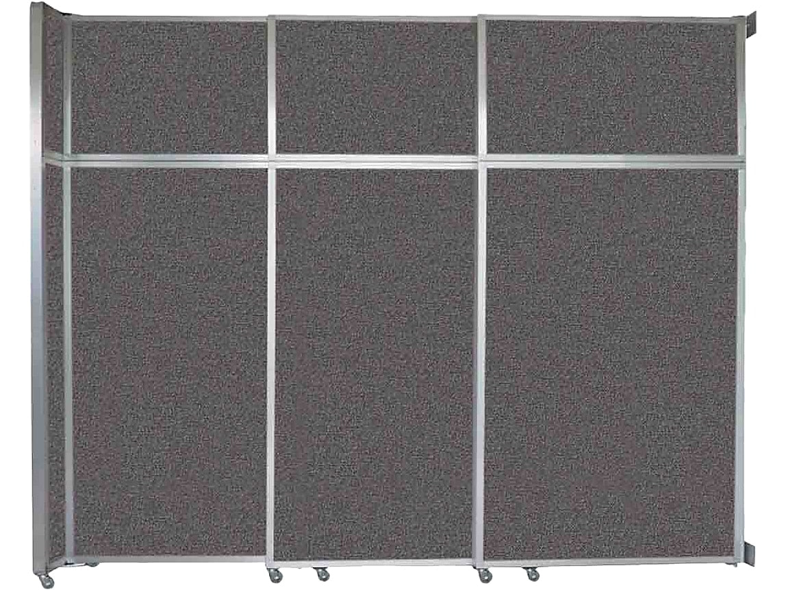 Versare Operable Wall Clamp Mount Sliding Room Divider, 101.25"H x 117"W, Charcoal Gray Fabric (1072307)