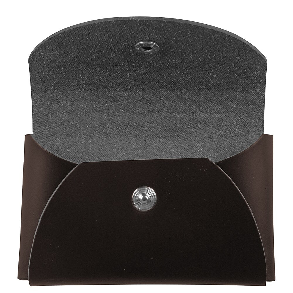 JAM Paper® Italian Leather Business Card Holder Case with Round Flap, Dark Brown, Sold Individually (2233317454)