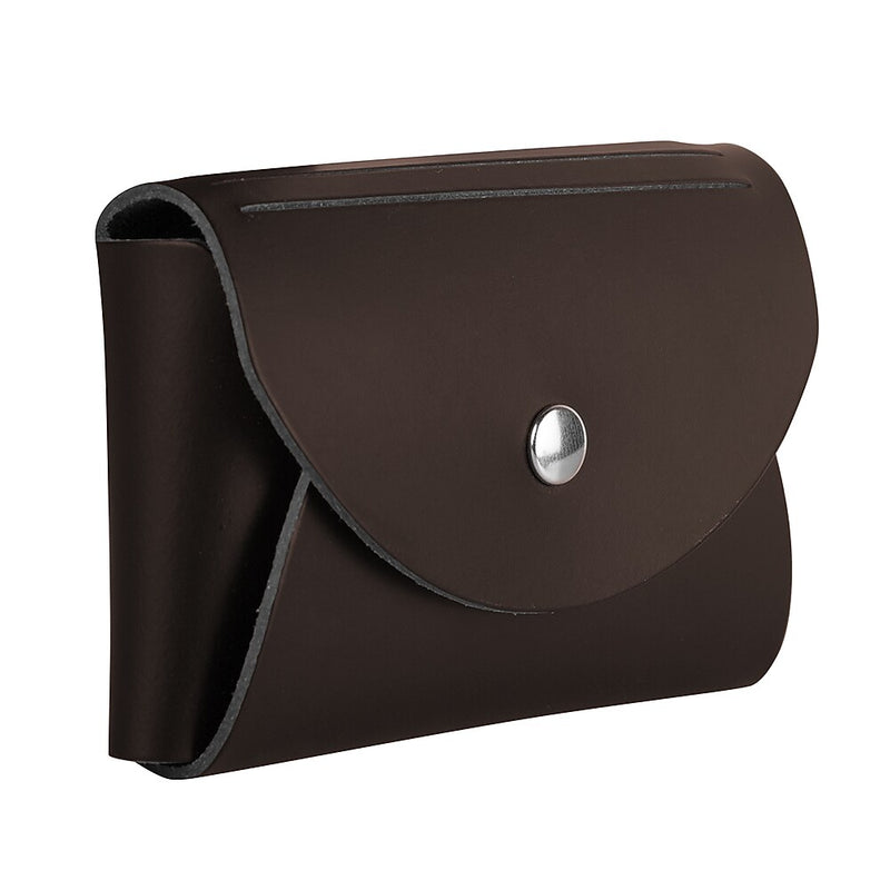 JAM Paper® Italian Leather Business Card Holder Case with Round Flap, Dark Brown, Sold Individually (2233317454)