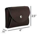 JAM Paper® Italian Leather Business Card Holder Case with Round Flap, Dark Brown, Sold Individually (2233317454)