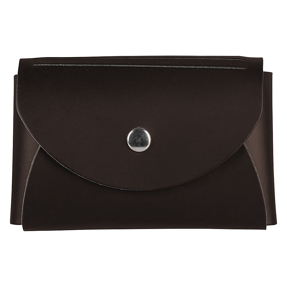 JAM Paper® Italian Leather Business Card Holder Case with Round Flap, Dark Brown, Sold Individually (2233317454)