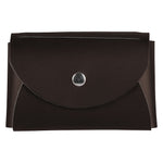 JAM Paper® Italian Leather Business Card Holder Case with Round Flap, Dark Brown, Sold Individually (2233317454)