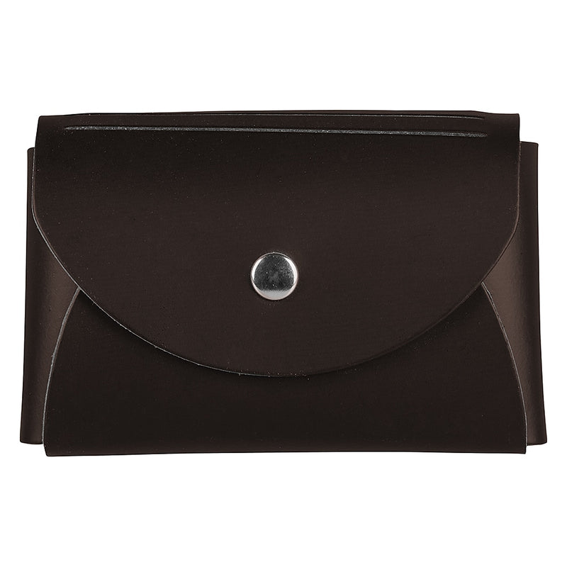 JAM Paper® Italian Leather Business Card Holder Case with Round Flap, Dark Brown, Sold Individually (2233317454)